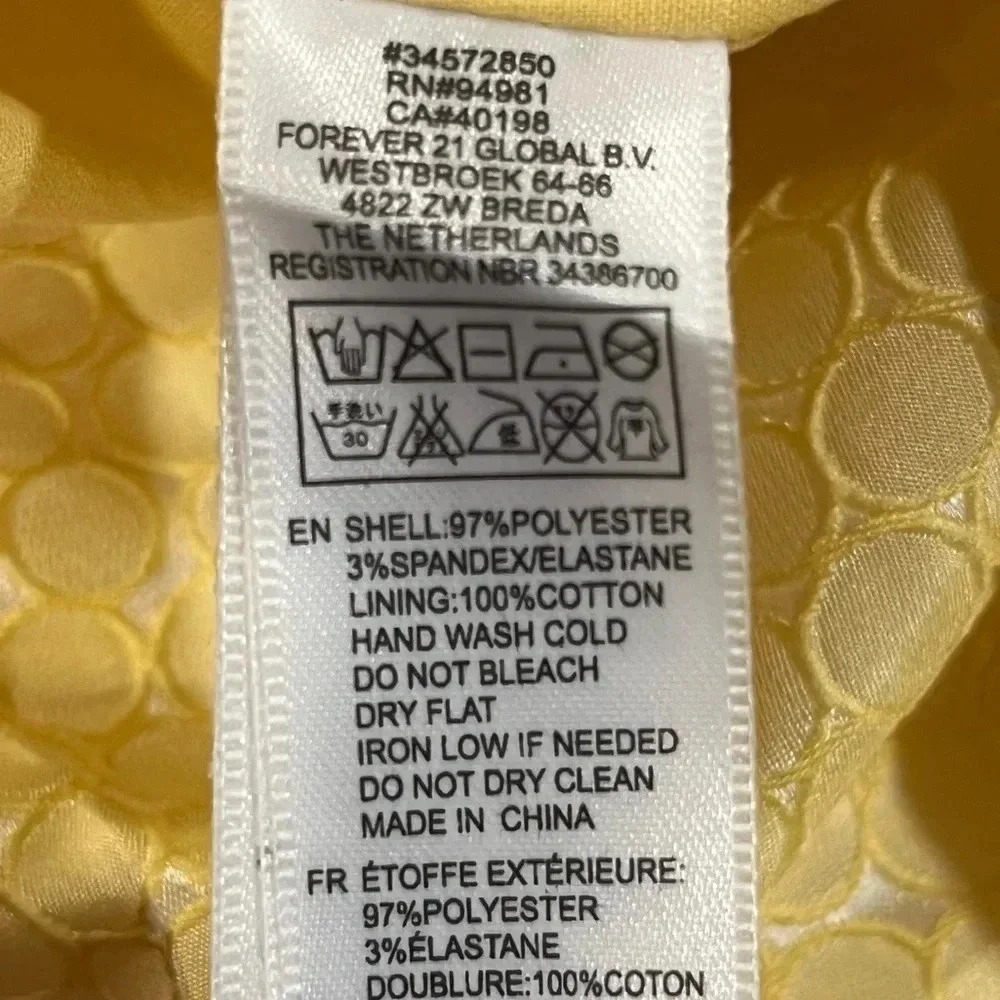 🍀2/$22 Forever 21 Yellow Sleeveless Geometric Fit Flare Mini Dress Womens Medium - Picture 5 of 13